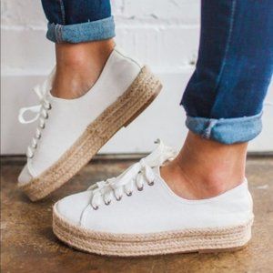 Canvas White Espadrille Sneaker flatform